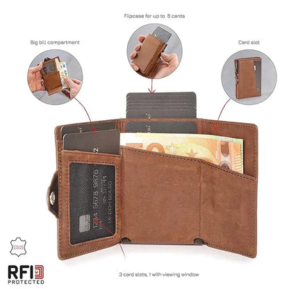 SlideWallet™️ - Leren RFID Portemonnee